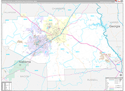 Auburn-Opelika Metro Area Wall Map Premium Style 2026